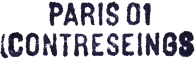 Marque linaire avec mention : PARIS 01 ( CONTRESEINGS ) / 