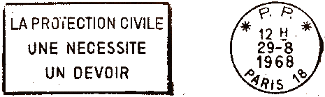 Oblitration mcanique de Paris avec texte encadre, timbre  date avec mention PP