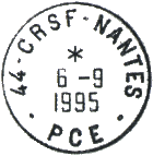 Timbre à date avec mention : numéro de département + "- C.R.S.F. -" + nom de ville / "- PCE -"