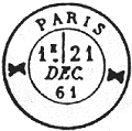 Timbre à date au type 17 avec mention : X PARIS X (dit Diabolo)