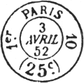 Timbre  date pour les lettres en port du de Paris  Paris / 