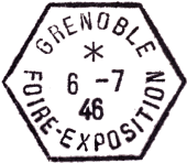 Timbre  date hexagonal avec mention : GRENOBLE FOIRE-EXPOSITION / 