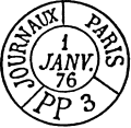 Timbre  date avec mention JOURNAUX PARIS PP et numro / 