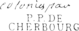 Marque linaire maritime manuscrite combine avec marque linaire