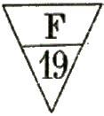 Marque accessoire triangulaire avec mention : F 19 / 
