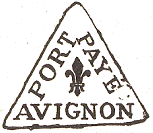 Marque de port payé d'Avignon avec mention : PORT PAYE AVIGNON