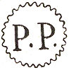 Marque de port paye avec lettres PP dans cercle ondul