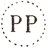 Marque de port paye avec lettres PP dans cercle tireté