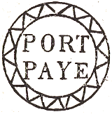 Marque de port paye avec mention PORT PAYE dans un cercle ornemente