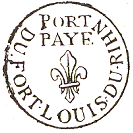 Marque de port pay de Fort Louis du Rhin avec mention : PORT PAYE DU FORT-LOUIS DU-RHIN / 