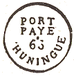 Marque de port payé de Huningue avec mention : PORT PAYE 63 HUNINGUE