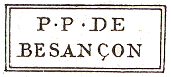 Marque linéaire de port payé de Besançon avec mention : P.P. DE BESANCON