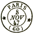 Timbre  date au type 15 avec mention : PARIS * (60) *