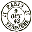 Timbre au type 15 avec mention PARIS et numro distribution en bas / 