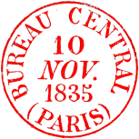 Timbre  date de 1829 du bureau central