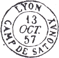 Timbre  date au type 15 avec mention : CAMP DE SATONAY