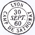Timbre  date au type 15 avec mention : CAMP DE SATHONAY