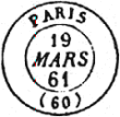 Timbre à date au type 15  avec mention : PARIS (60)
