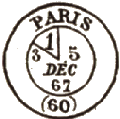 Timbre  date au type 17 avec mention Paris 60 et section de leve / 