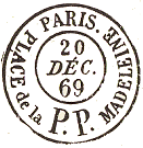 Timbre  date circulaire mention P.P. et bureau de quartier de Paris / 
